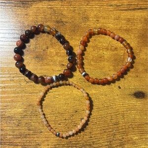 Elegant Beaded Bracelet Set - Brown and Black